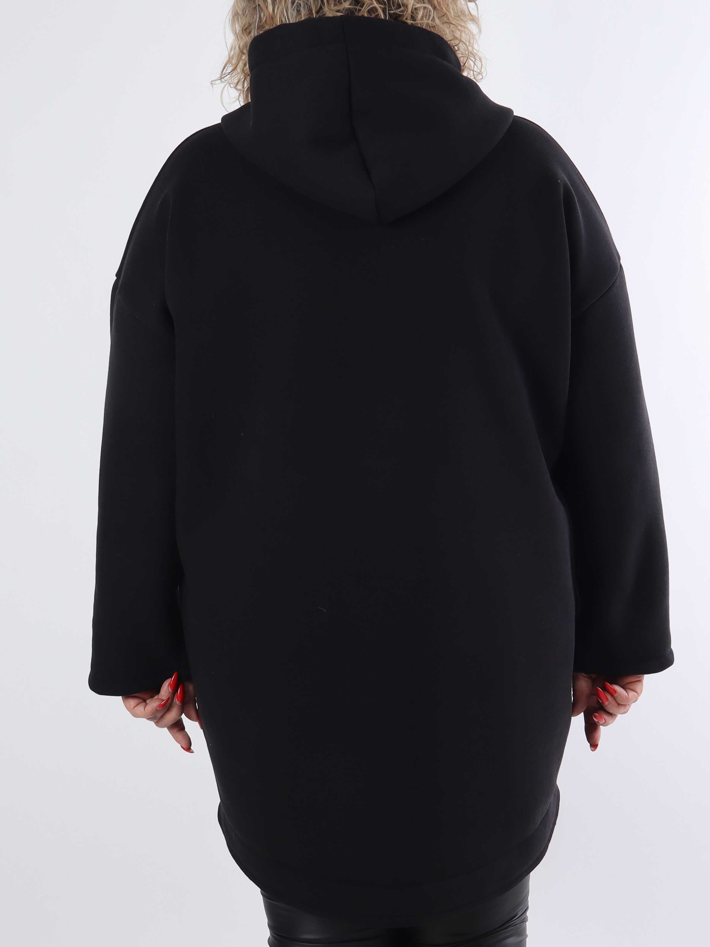 Adea - Blød plus size hoodie med lynlås og similisten